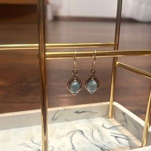 Sterling Silver Blue Glass Drop Earrings
